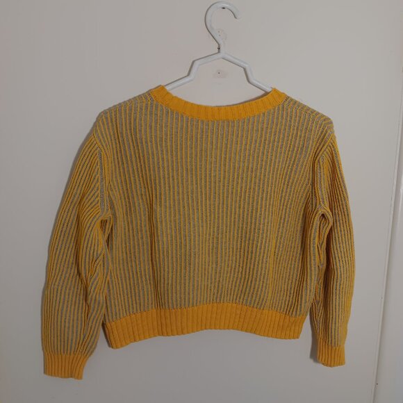 open edit womens ribbed crewneck sweater in a yellow and blue stripped size - Picture 4 of 5